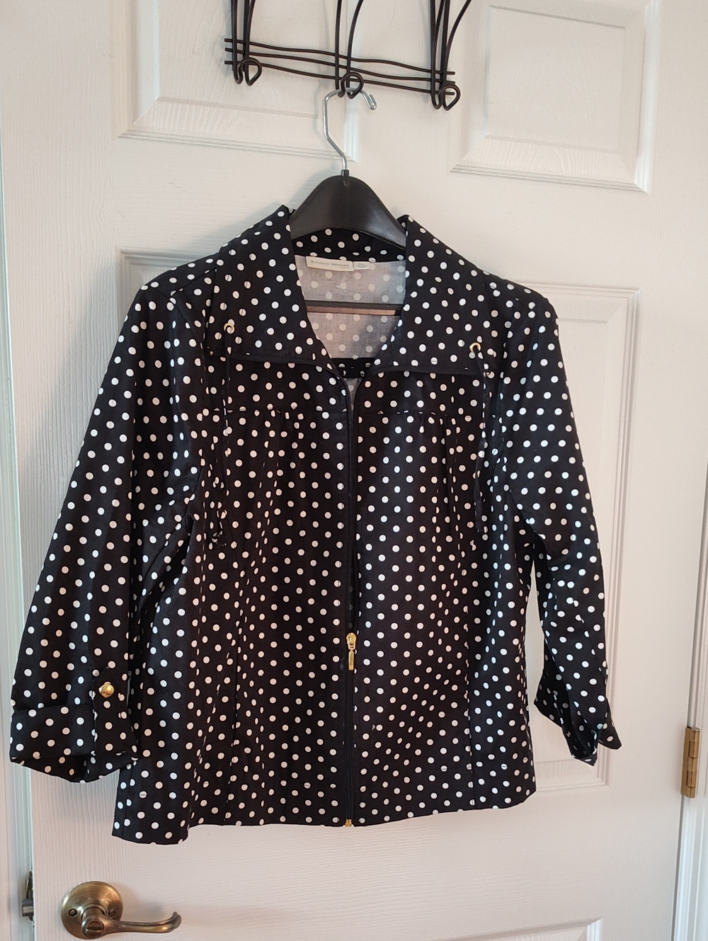 Studio Works Black & White Polka Dot Button-Front Top
